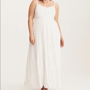 Torrid Size 6 White Gauze and Lace Maxi Dress